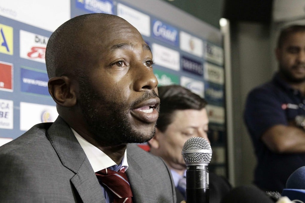 Costa Rica's national team coach Paulo Wanchope announces his resignation at a press conference over his alleged involvement in a fight with security guards at an under-23 match. Photo: EPA