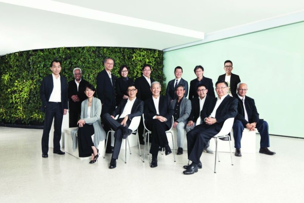 DP Architects' board of directors (sitting, from left): Angelene Chan, deputy CEO; Ti Lian Seng; Francis Lee, CEO; Chin Thoe Chong; Wu Tzu Chiang; Chan Sui Him, chairman; Vikas Gore; (standing, from left): Tong Bin Sin; Suneeth Changaroth; Teoh Hai Pin; Lesley Lim; Dadi Surya; Jeremy Tan; Toh Sze Chong; Seah Chee Huang