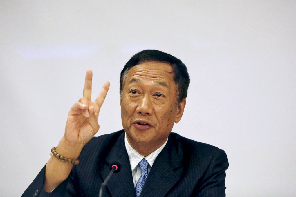 Foxconn chairman Terry Gou addressing the press in New Delhi. Photo: Reuters