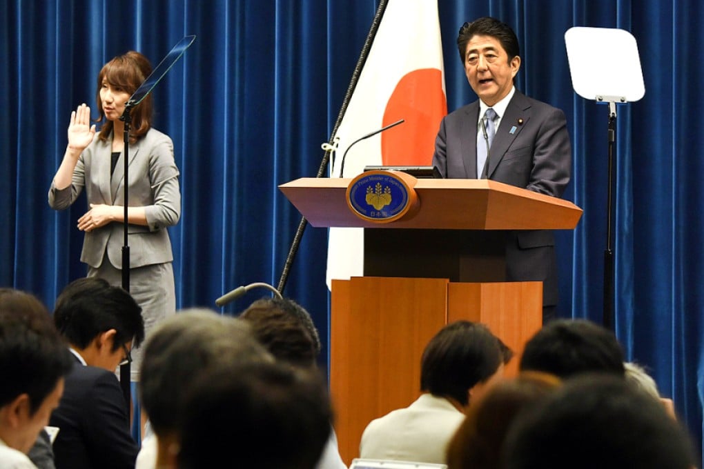 Abe delivers his war anniversary statement in Tokyo. Photo: AFP