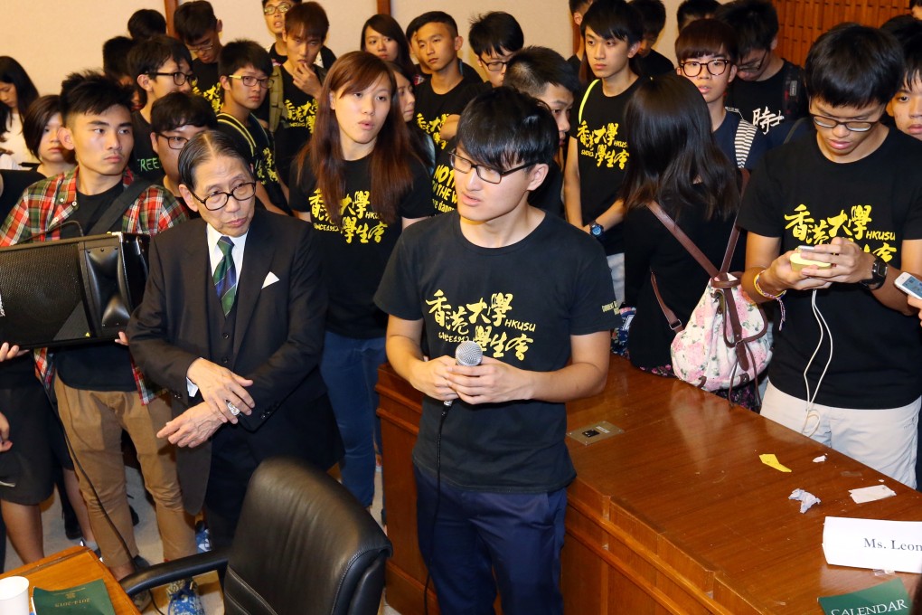 Students disrupting the University of Hong Kong council meeting last month. Photo: SCMP Pictures