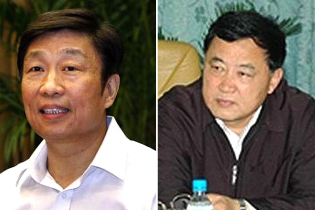 Zhao Shaolin (right) allegedly helped his son build a business empire. Zhao was a top aide to Li Yuanchao (left) as well as former vice-premier Hui Liangyu when they headed the party in Jiangsu. Photos: SCMP Pictures