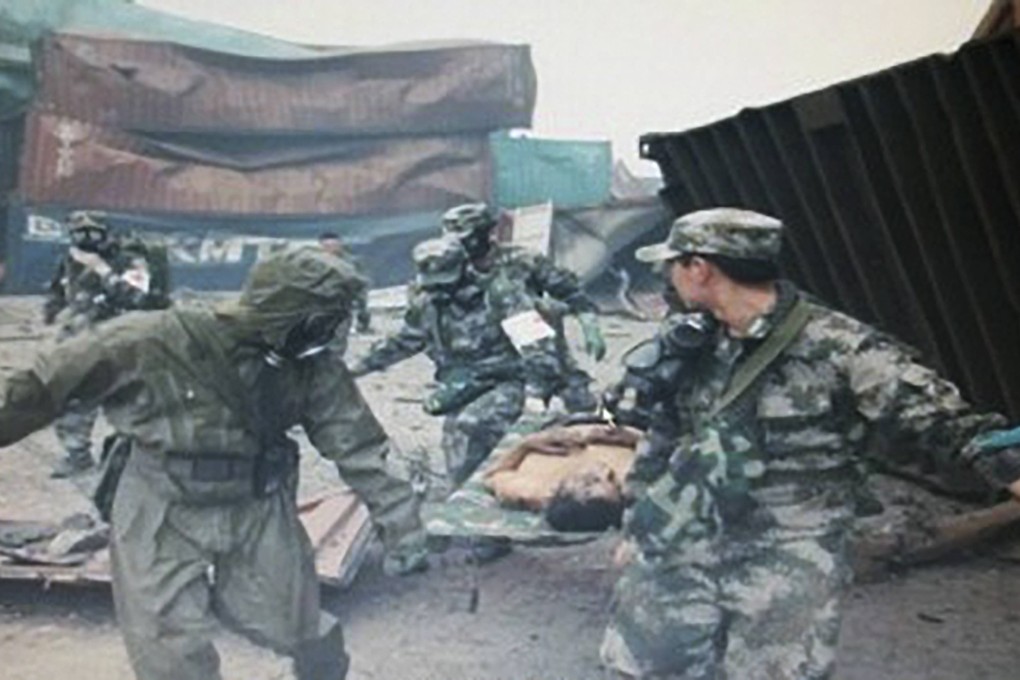 Han Fengqun, 56, was found in a shipping container 50 metres from the centre of the blast area. Photo: SCMP Pictures