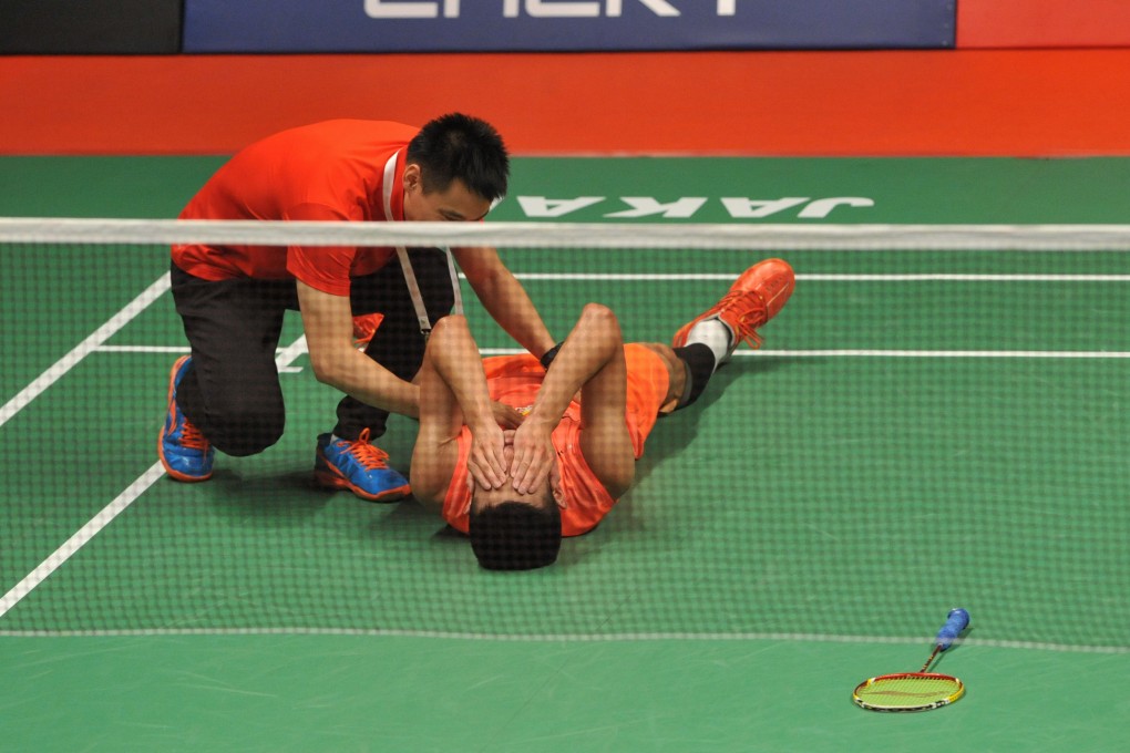 China's Chen Long celebrates his victory over Malaysia's Lee Chong Wei in the men's singles final in Jakarta. Photo: Xinhua