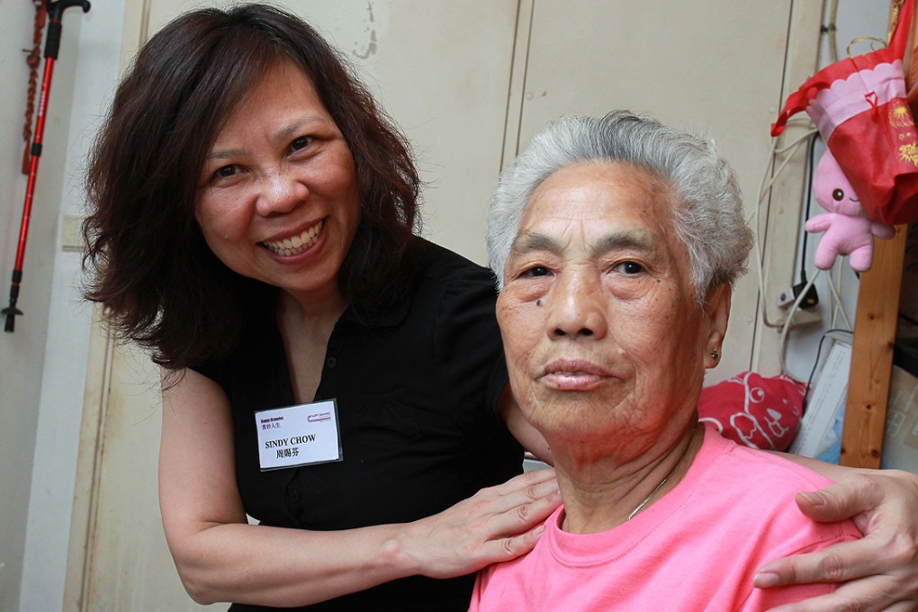 Sindy Chow Chiu-fun (Left) founded Happy Grannies to provide financial and emotional support to elderly in need. But the government needs to do much more to improve elderly care and welfare. Photo: May Tse
