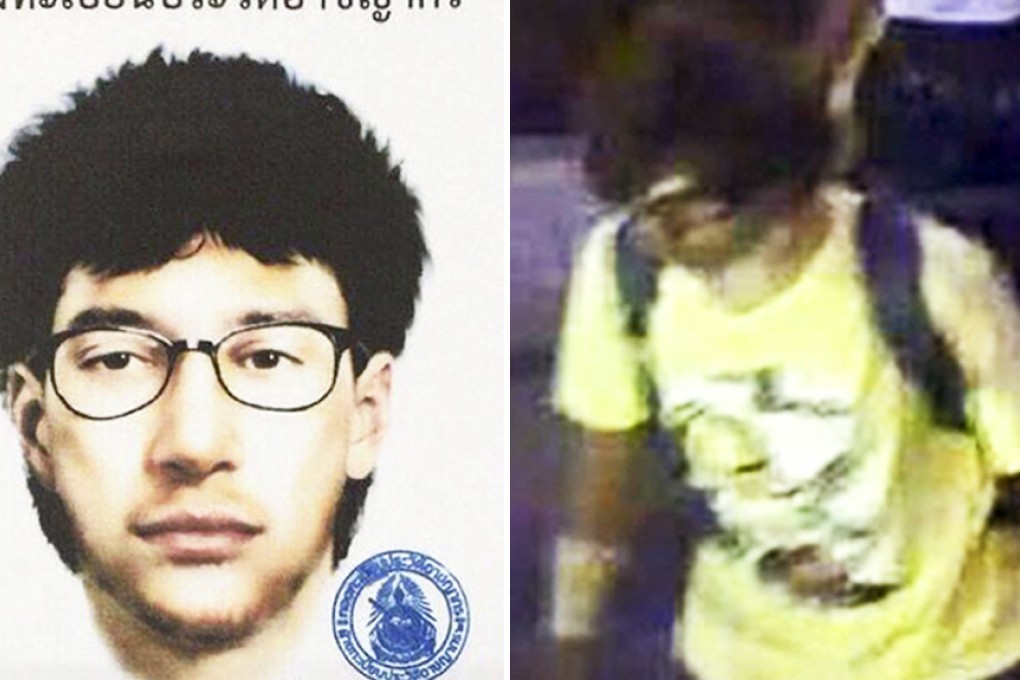 A composite image of the suspect released by Bangkok Police. Photos: EPA