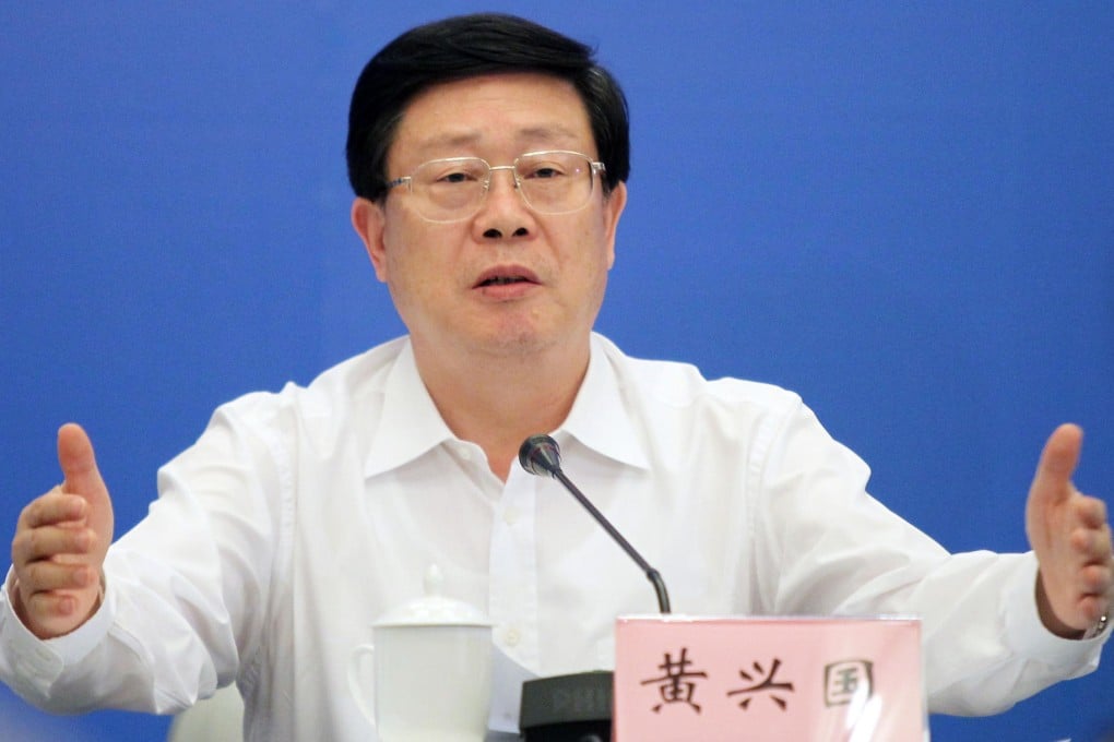 Tianjin mayor Huang Xingguo takes questions.Photo: Simon Song