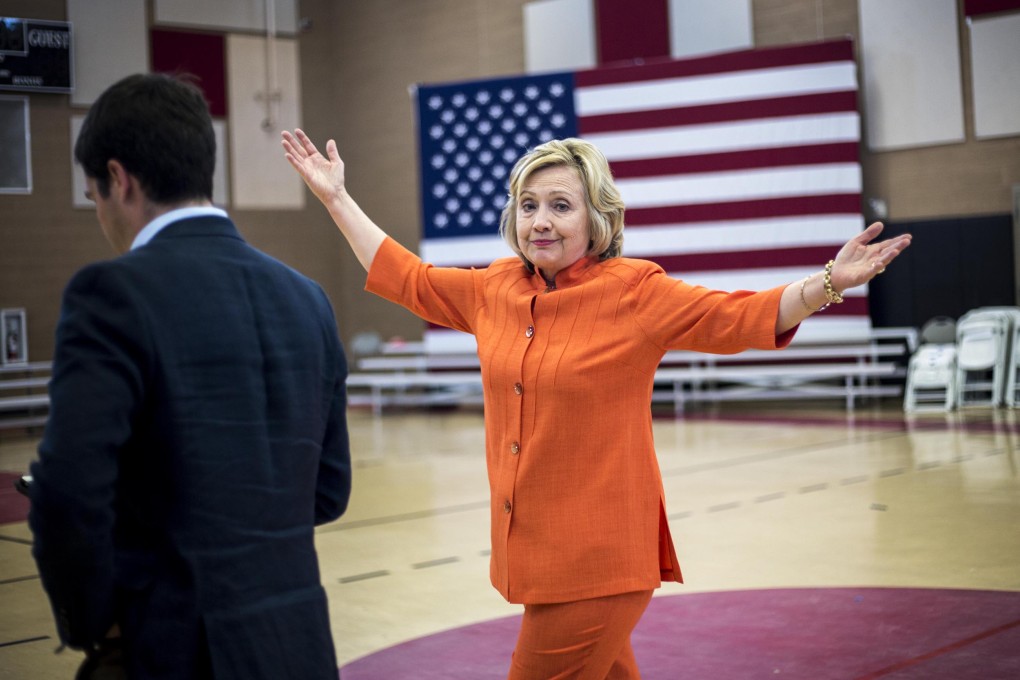 Shrugging it off. Hillary Clinton ends a press event in Las Vegas on Tuesday at which she was questioned about her use of a private email server. Photo: Washington Post