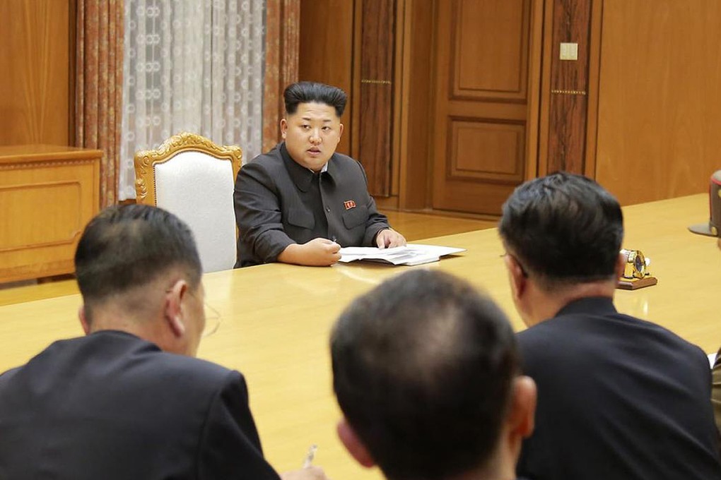 Kim Jong-Un at an emergency meeting on Thursday. Photo: AFP