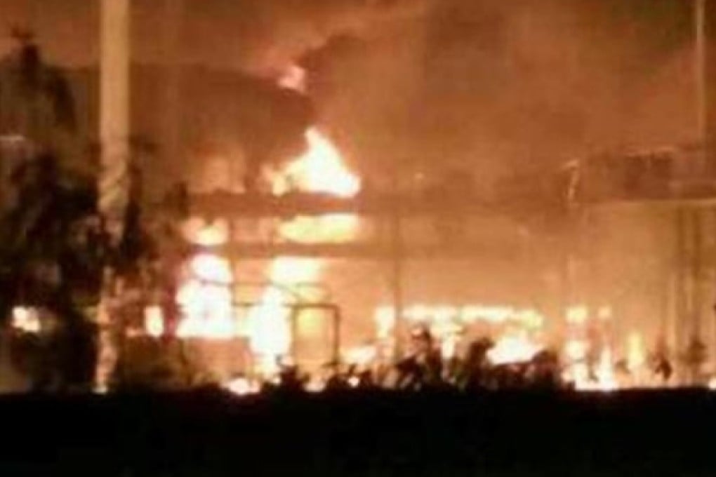 The explosion occurred at a chemical factory in Dongfu village near Zibo city in Shandong province. Photo: SCMP Pictures