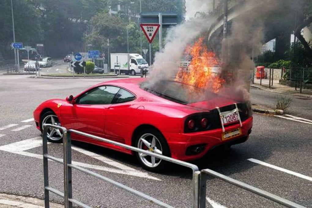 The car burst into flames. Photo: SCMP Pictures
