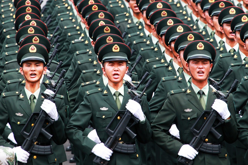 Soldiers take part in a rehearsal for a military parade in Beijing. Photo: Xinhua