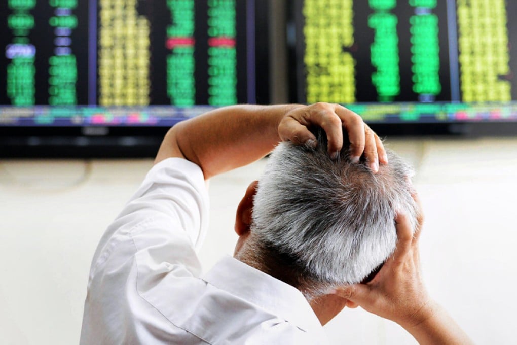 China indices as they traded today, as they fell dramatically over the past four days. Photo: AFP