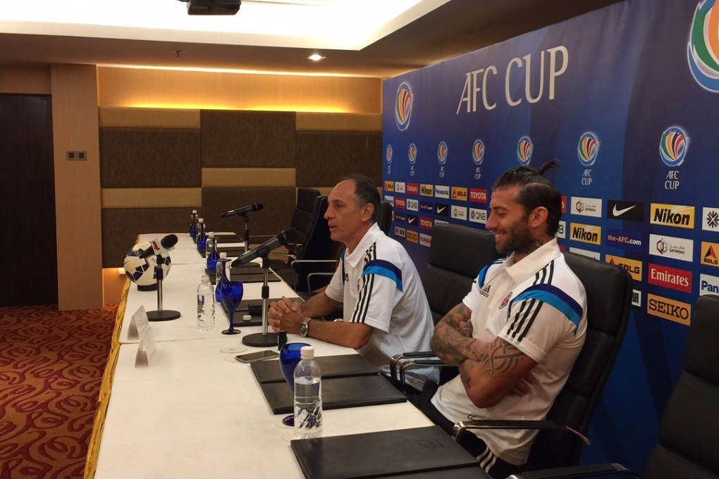 South China coach Casemiro Mior and defender Bojan Malisic attend the pre-match press conference ahead of their match with Johor Darul Ta'zim. Photos: SCMP Pictures