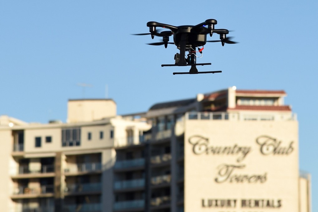 A Ghost drone by Ehang flies at the 2015 International CES outside the Las Vegas Convention Center on January 8, 2015 in Las VegaPhoto: AFP