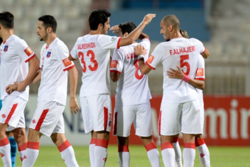 Kuwait SC players celebrate another goal against Hong Kong's Kitchee in their AFC Cup match. Photo: AFC