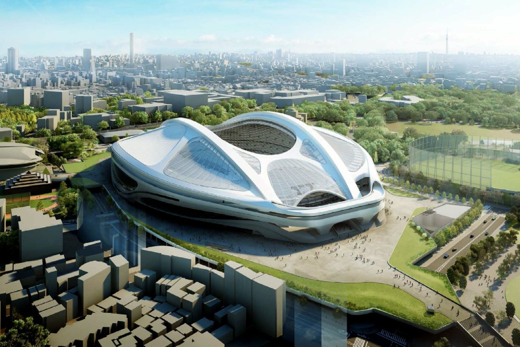 An artist's impression of the now-scrapped national stadium in Tokyo that was intended to host the 2020 Olympic Games and the final of the 2019 Rugby World Cup. Photos: AFP