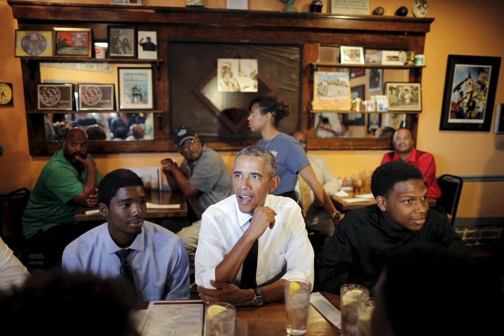 US President Barack Obama breaks for lunch at Willie Mae’s Scotch House in New Orleans on Thursday. Photo: Reuters