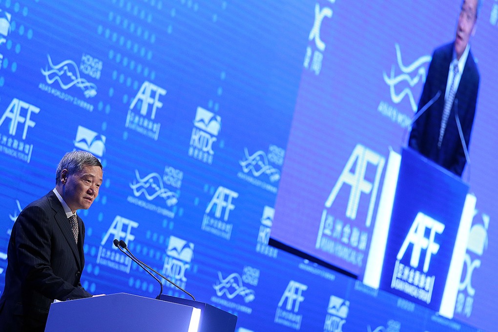 Xiao Gang, chairman of China Securities Regulatory Commission speaks in Hong Kong in January. Photo: K.Y. Cheng