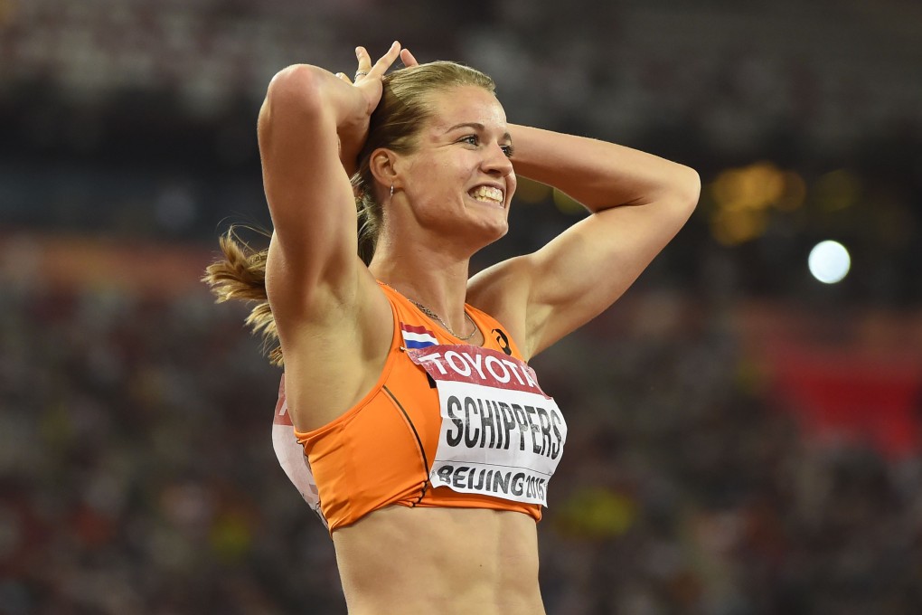 Dafne Schippers celebrates her win. Photo: AFP