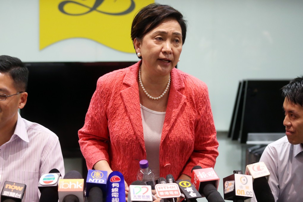 Democratic Party members hold a news conference this evening to give details of its closed-door meeting with a senior mainland official, at the Legco in Tamar. Photo: K.Y. Cheng
