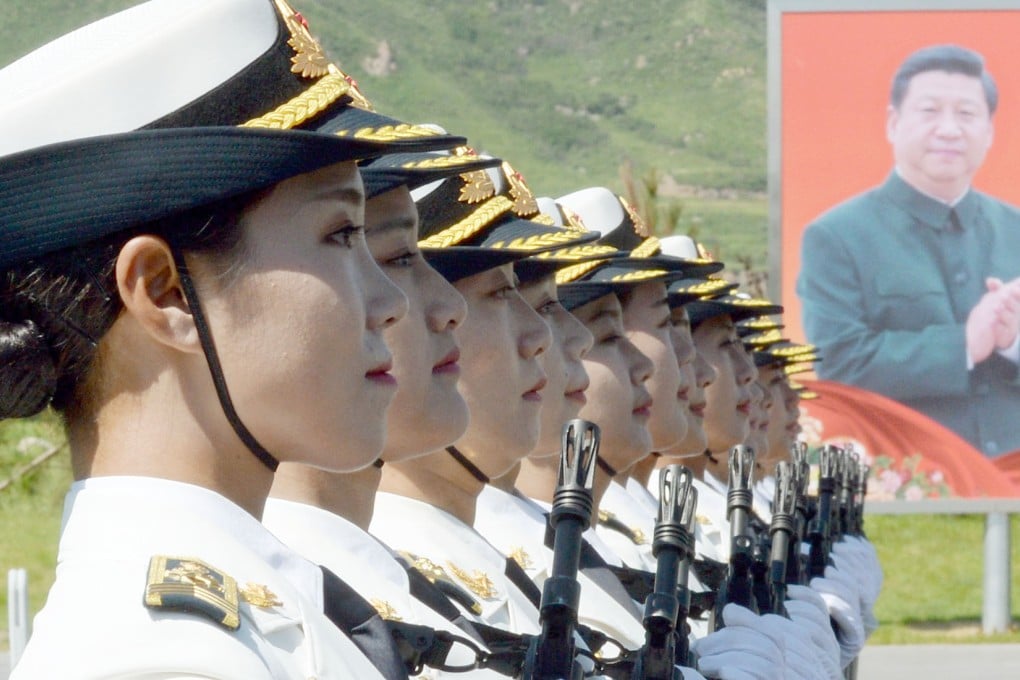 Practice drills at a military base in the suburbs of Beijing for the military parade on September 3. Photo: Kyodo