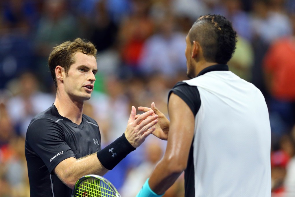 Andy Murray shakes hands with Nick Kyrgios after their first round match. Photo: USA Today