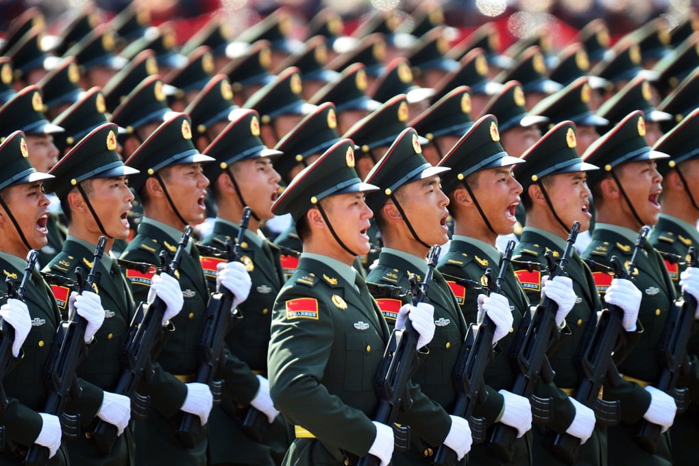 Soldiers of a foot formation march during a parade in Beijing. Photo: Xinhua