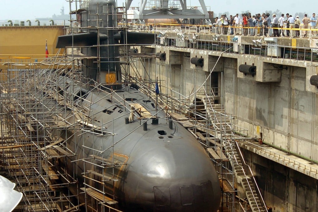 A file photo of the Taiwanese navy's Dutch-built submarine being maintained in a naval shipyard at Tsoying, Taiwan. Photo: AFP