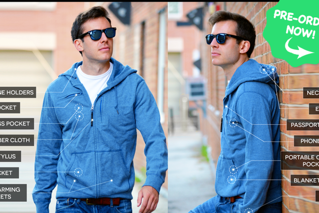 It even includes a cupholder. The BauBax is touted as the world's best travel jacket. Photo: Kickstarter