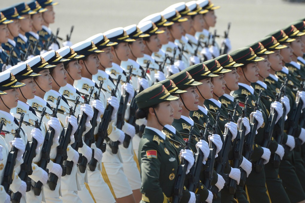 The guard of honor of the three services of the Chinese People's Liberation Army attends a military parade in Beijing. Photo: Xinhua