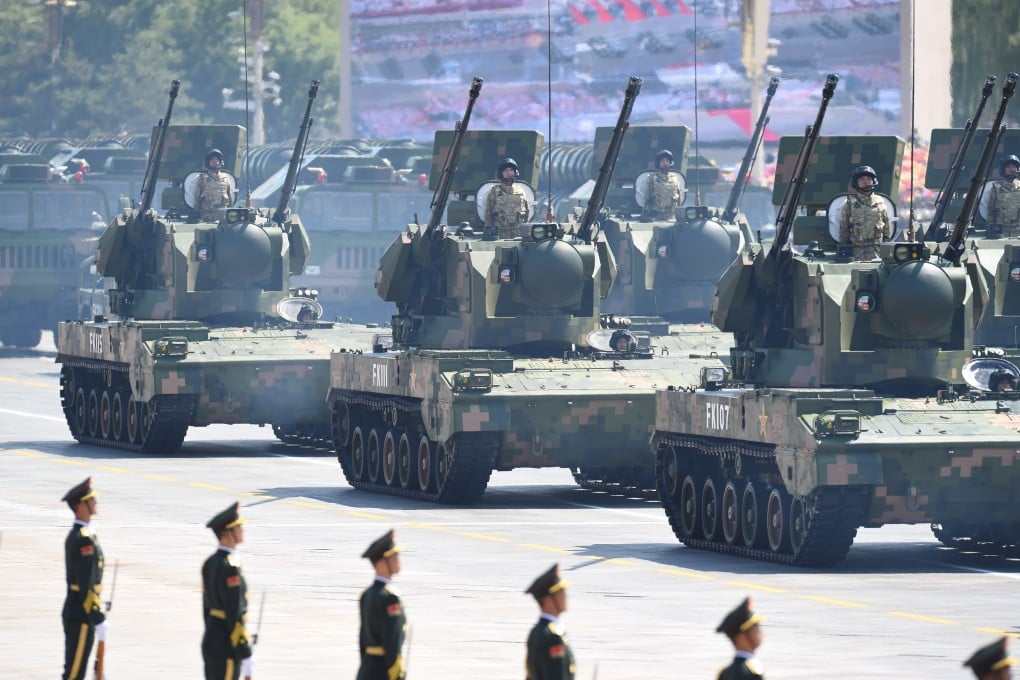 An anti-aircraft artillery phalanx attends the military parade in Beijing last week. Photo: Xinhua