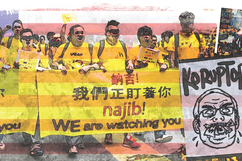 While Malaysians took to the streets to protest over the accusations against 1MDB and their prime minister, Goldman has earned legendary-level profits from its highly lucrative fundraising assignment. Illustration: Lau Ka-kuen