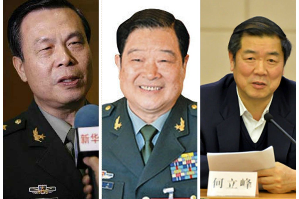 From left to right - generals Cai Yingting and Zhao Keshi, and He Lifeng. Photo: SCMP Pictures