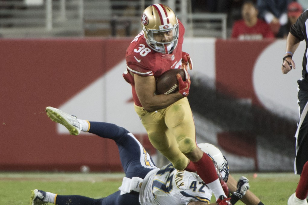 Jarryd Hayne evades a tackle in the 49ers' game against the Chargers. Photo: USA Today