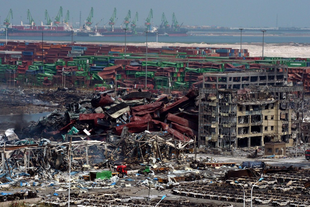 Last month's deadly explosion in Tianjin may lead to claims surpassing five billion yuan but it is not expected to directly affect companies' annual results. Photo: AFP
