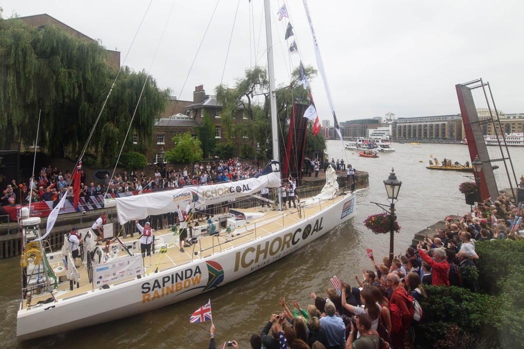 The IchorCoalr heads on to the river Thames in London on August 30 as it moves into place to begin the  Clipper Round the World race. 
Photo: AFP