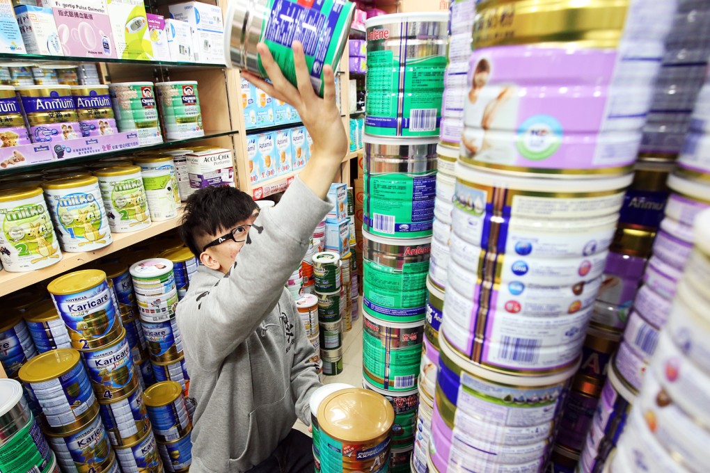 Formula milk stock in pharmacy in Sheung Shui. Photo: Sam Tsang