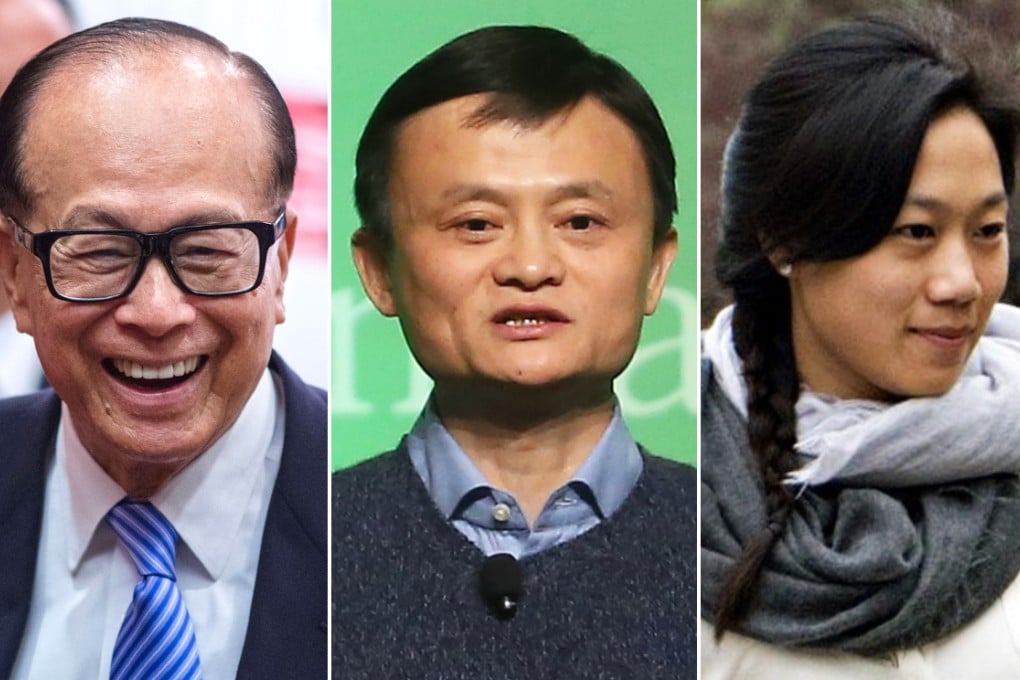 Hong Kong property tycoon Li Ka-shing, Alibaba Group chairman Jack Ma Yun and Priscilla Chan, the wife of Facebook founder Mark Zuckerberg. Photo: SCMP Pictures