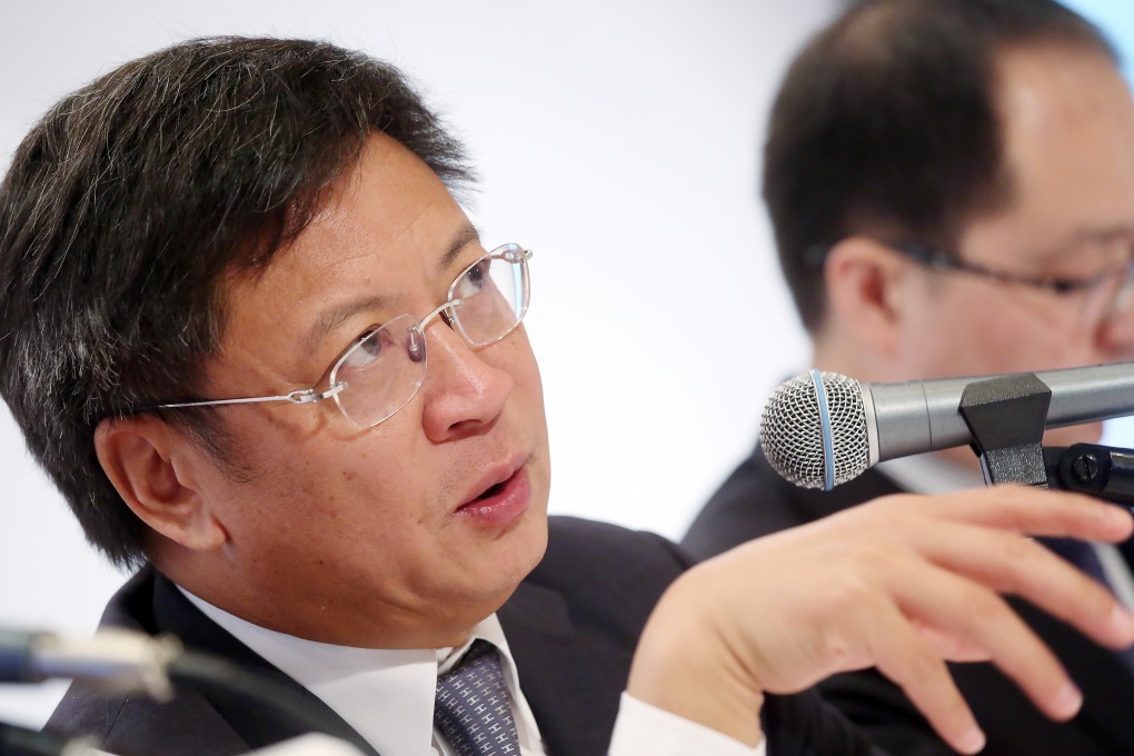 Sun Hongbin gestures in a meeting of Sunac China. The executive stepped down from the top spot in the firm but will remain as chairman of the board in Sunac. Photo: K.Y. Cheng
