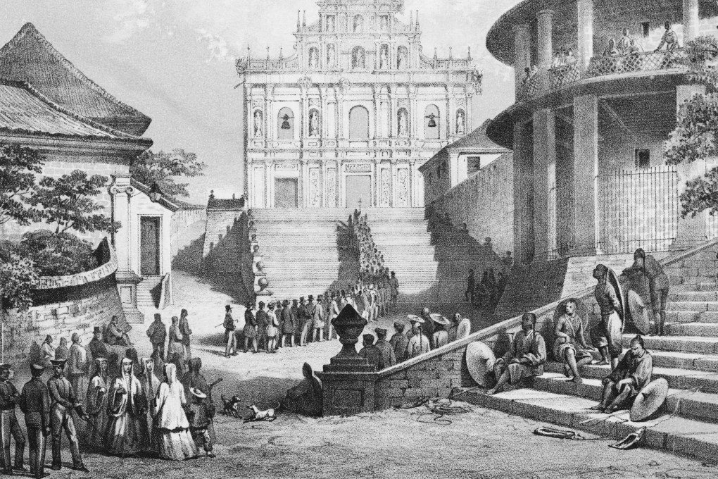 A 19th-century engraving showing worship at a Jesuit institution in Macau. Hart's novel looks at the interaction between the order and the emperor in the 1700s.
