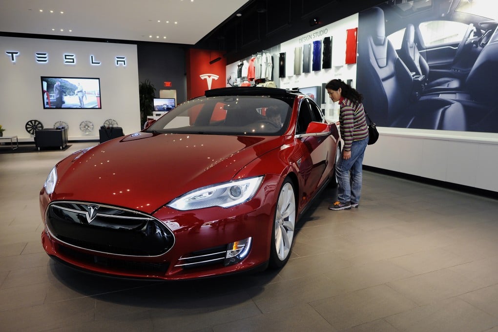 A view of the Model S P85D electric vehicle, which can get from 0-100km/h in 3.3 seconds. Photo: Bloomberg