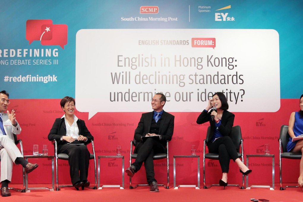 Michael Tien (left) with Alice Au, Post senior editor Yonden Lhatoo, Kelly Yang and Ming Chen. Photo: Bruce Yan