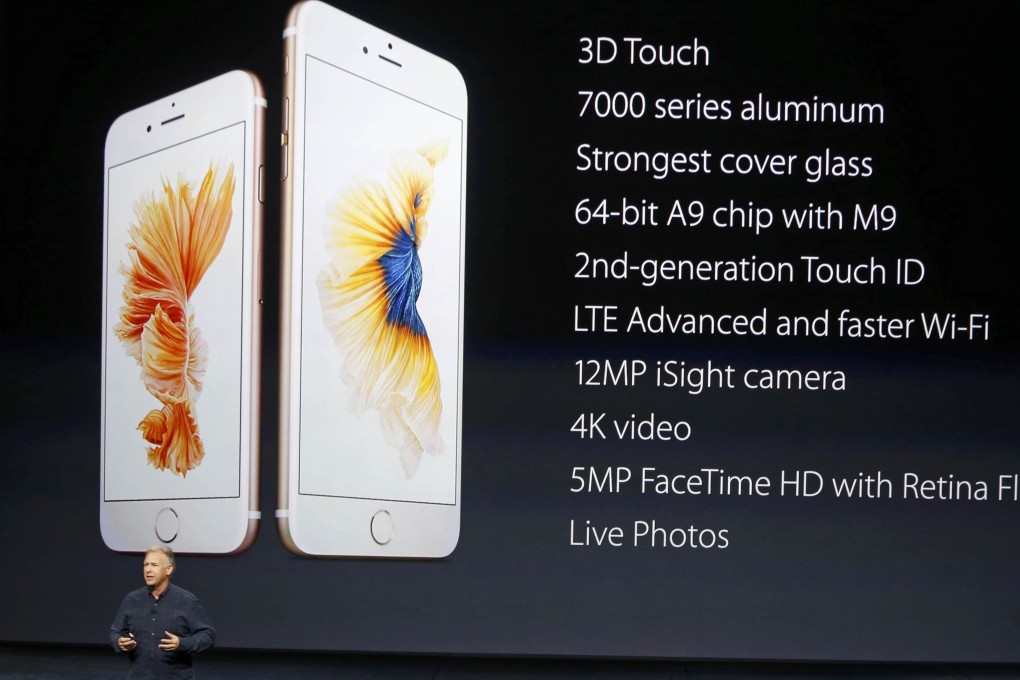 Phil Schiller speaks about the features for new iPhone 6s and iPhone 6s Plus during an Apple media event in San Francisco. Photo: Reuters