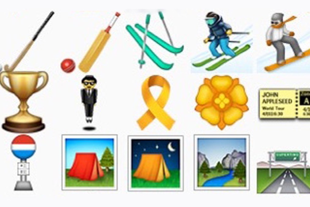 Some of the emojis on Apple's latest software update, including a yellow ribbon. Photo: SCMP Pictures
