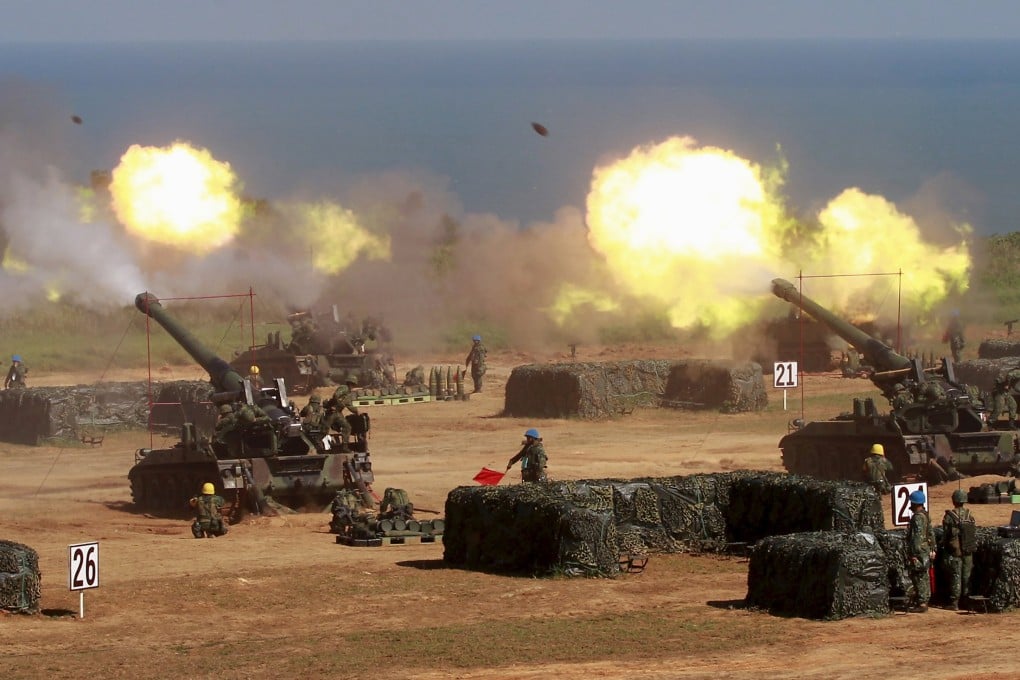 An artillery bombardment during this week's military drills in Taiwan. Photo: Reuters