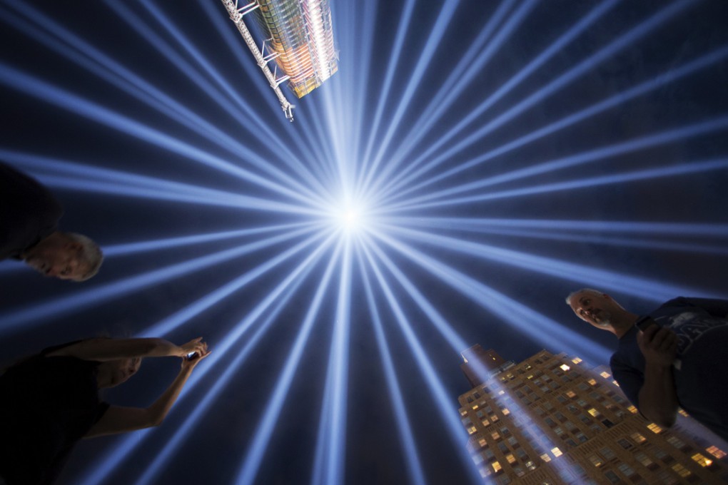 "Tribute in Light" in Lower Manhattan, New York as Americans mourn the victims of 9/11. Photo: Reuters