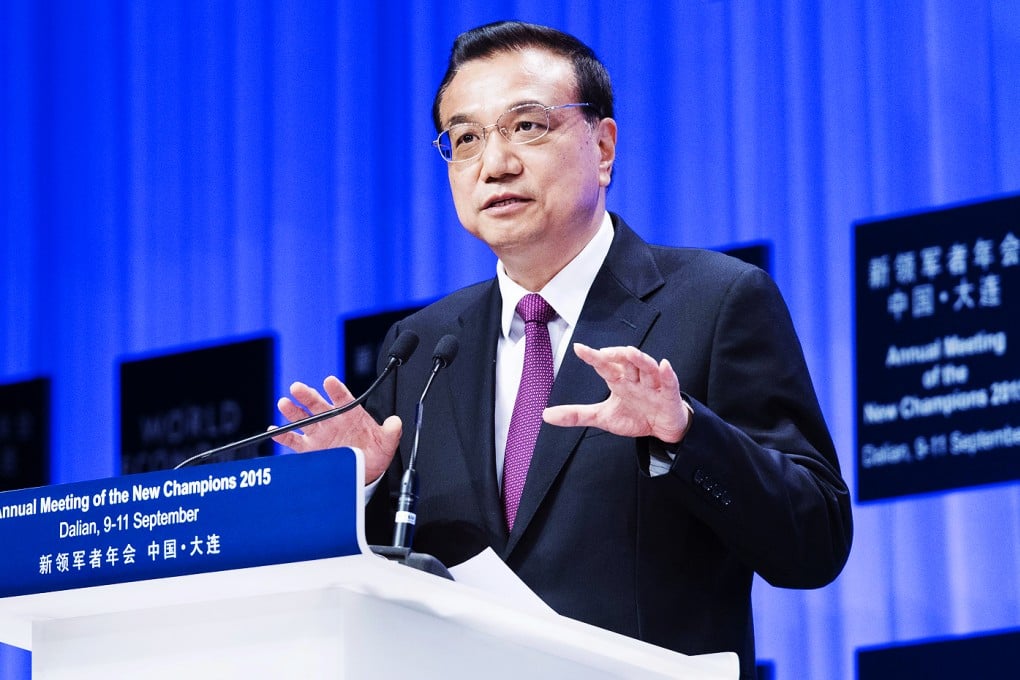 Premier Li Keqiang speaking at the World Economic Forum. Photo: Xinhua