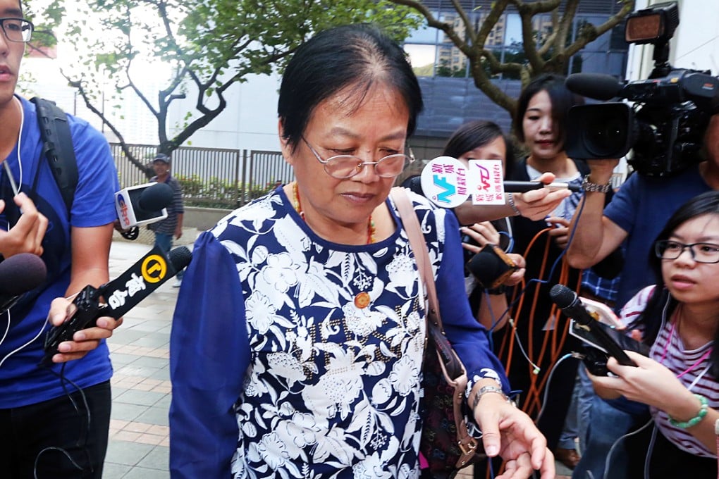 Chow Siu-shuen, 67, appears at Sha Tin Court on Monday morning facing a charge over the illegal stay of her grandson, Xiao Youhuai. Photo: David Wong