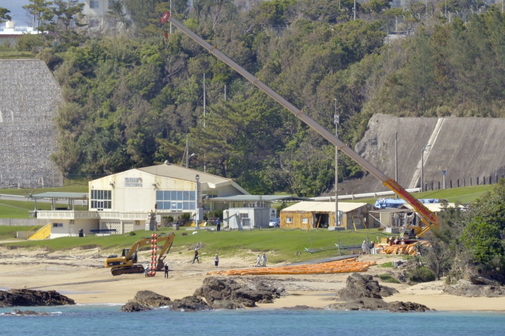 Construction work of a US military air base has resumed at Henoko beach in Nago in Okinawa, southern Japan.  Photo: Kyodo